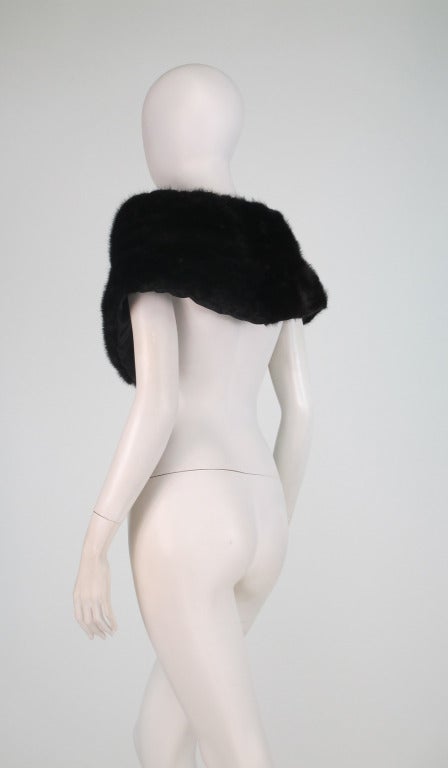 Women's 1950s dark almost black mink fur cape
