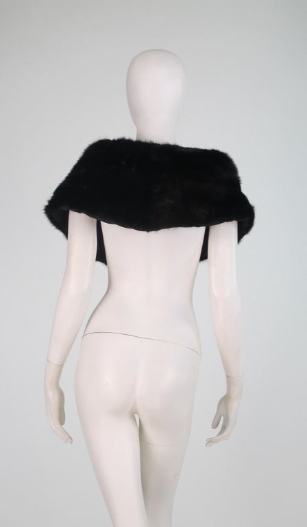 1950s dark almost black mink fur cape 1