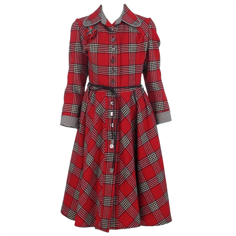 1970s Jean & Martin Pallant princess plaid coat