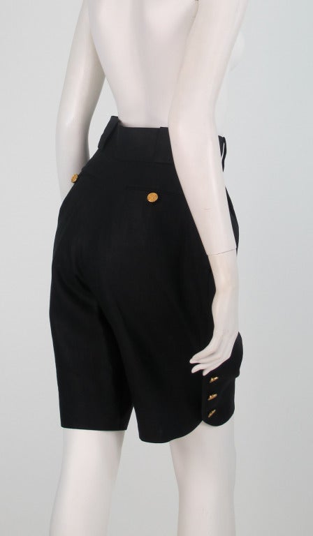 Chanel black linen Bermuda length shorts 1