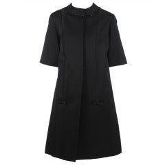 Vintage 1950s Custom evening coat in black silk & wool