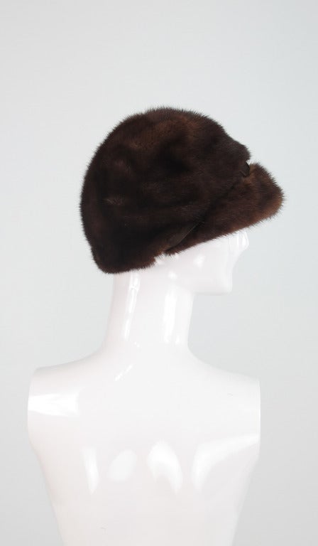 1960s Saks Fifth Ave. Mod lux mink visor hat In Excellent Condition In West Palm Beach, FL