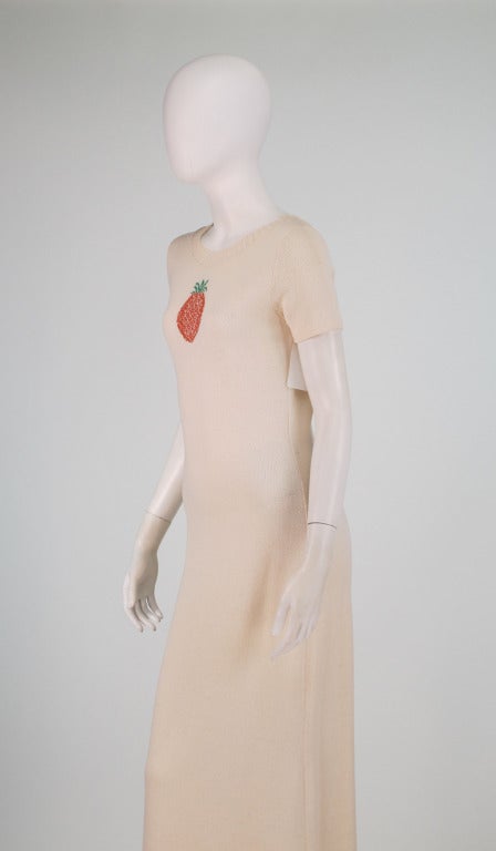 1970s Adolfo Diffusion label pineapple knit hostess dress 3