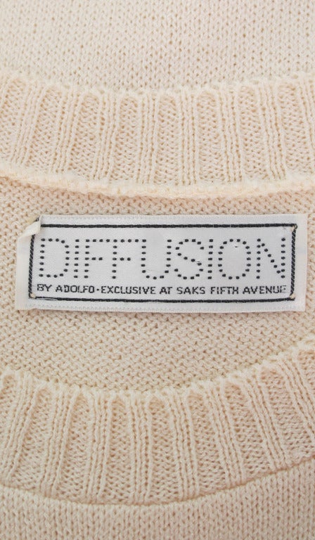 1970s Adolfo Diffusion label pineapple knit hostess dress 5