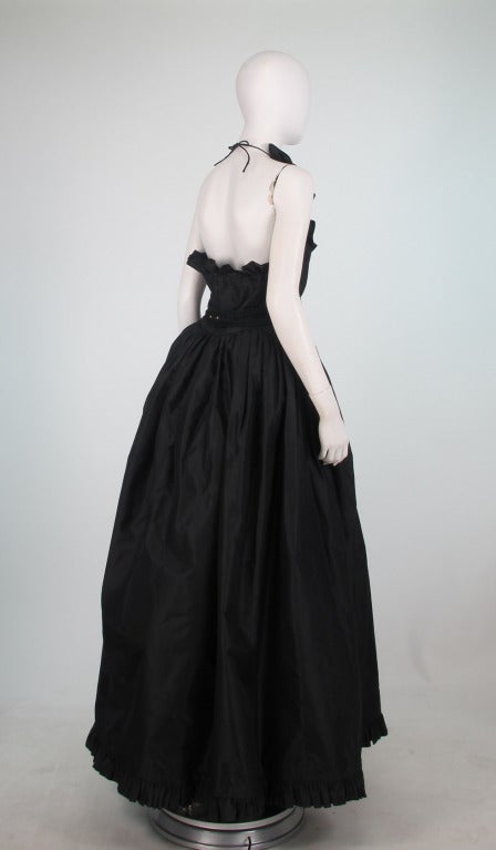 Women's 1960s Oscar de la Renta black silk halter neck gown
