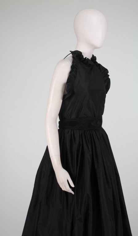1960s Oscar de la Renta black silk halter neck gown 1