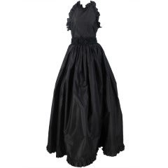 Vintage 1960s Oscar de la Renta black silk halter neck gown