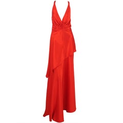 Girogio Armani red silk  30s inspired X back  plunge gown