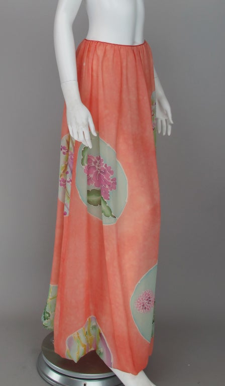Orange Mary McFadden painted & batik skirt