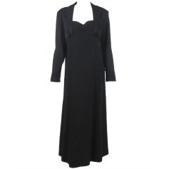 1990s Moschino black double pocket single button dress