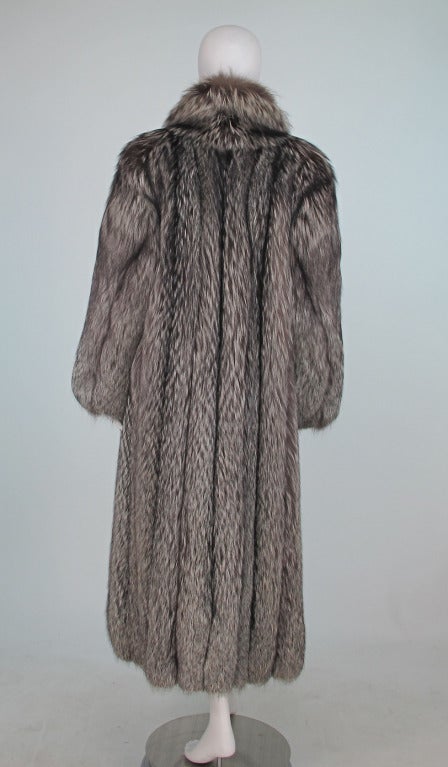 1990s Luxurious  full length silver fox fur coat 1