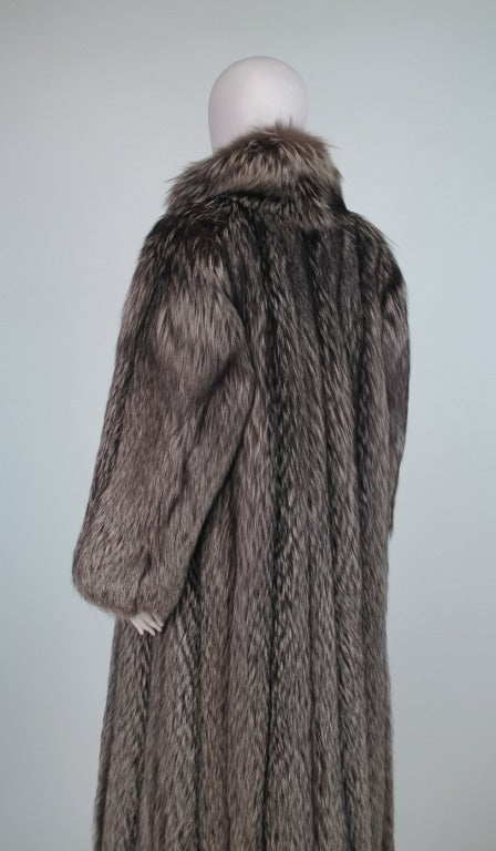 1990s Luxurious  full length silver fox fur coat 2