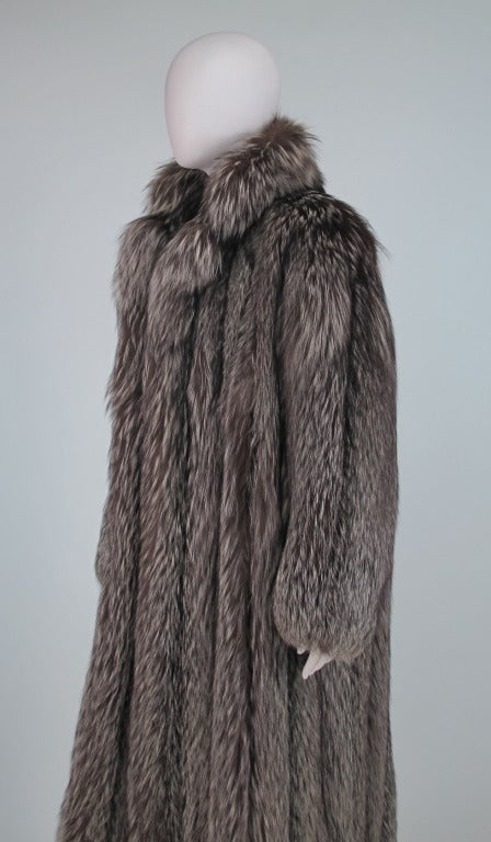 1990s Luxurious  full length silver fox fur coat 4