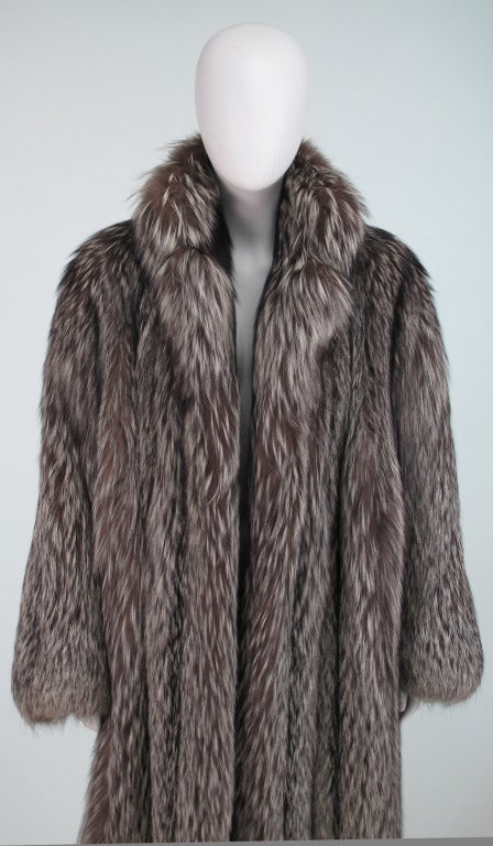 1990s Luxurious  full length silver fox fur coat 5