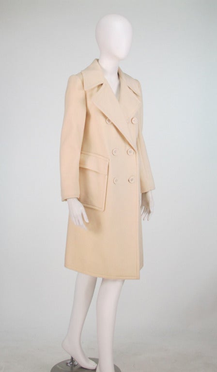 1970s Yves St Laurent ivory cashmere polo coat YSL