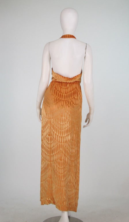 Martha feather trimmed silk cut velvet halter dress and jacket, 1970s  4