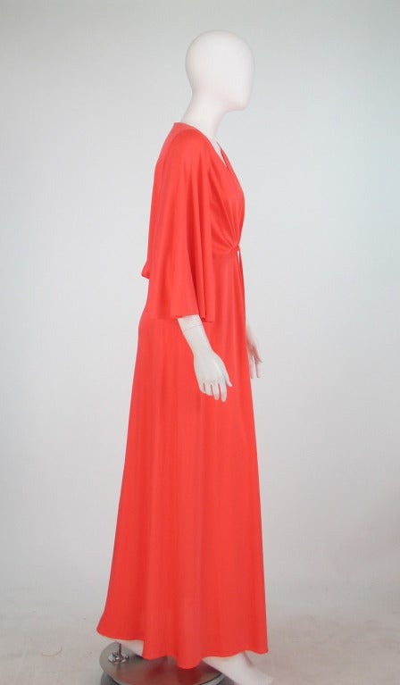 Women's 1970s Estevez coral plunge gown