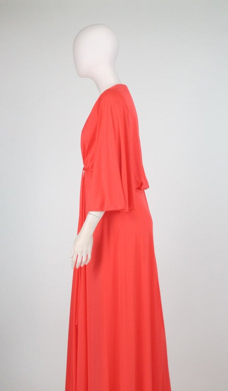 1970s Estevez coral plunge gown 4