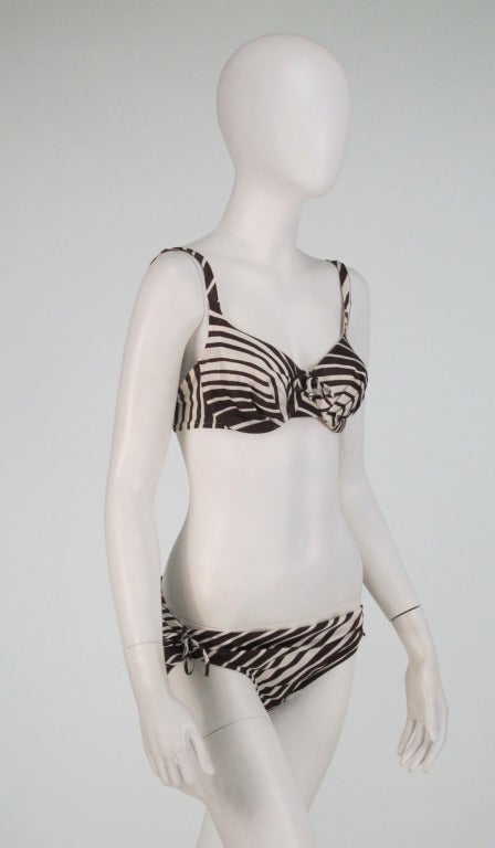 1960s Swim Bali 4pc. resortwear mix print bikini & coverup 4