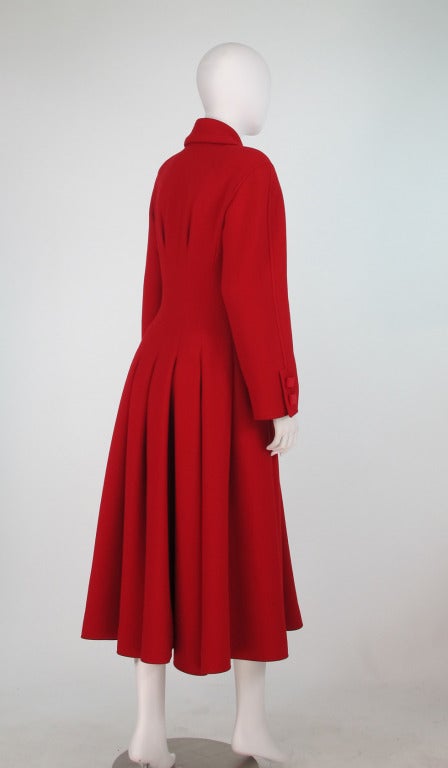 Women's 1990s Valentino Boutique red wool crepe princess coat