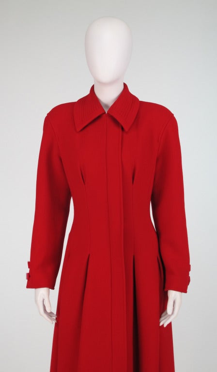 1990s Valentino Boutique red wool crepe princess coat 4