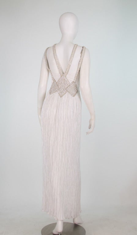 1980s Mary McFadden Couture white cage back gown 2