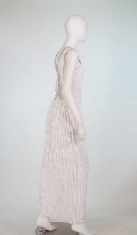 1980s Mary McFadden Couture white cage back gown 3