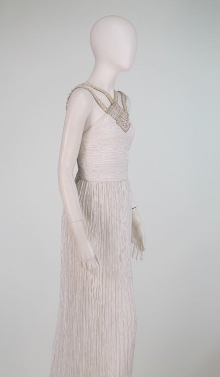 1980s Mary McFadden Couture white cage back gown 4