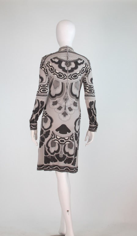 1970s Leonard Paris modern deco design silk jersey dress 2
