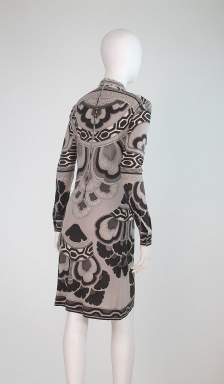 1970s Leonard Paris modern deco design silk jersey dress 3