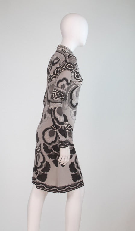 1970s Leonard Paris modern deco design silk jersey dress 4
