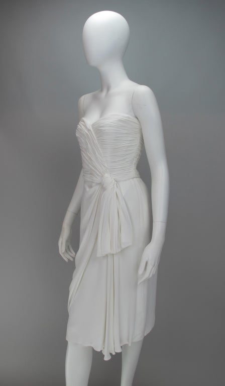 Women's Jean-Louis Scherer white strapless sarong dress
