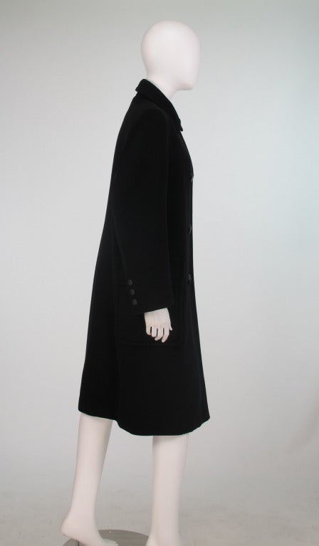 1990s Hermes black cashmere polo coat In Excellent Condition In West Palm Beach, FL