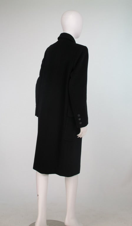 Women's 1990s Hermes black cashmere polo coat
