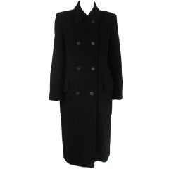 Retro 1990s Hermes black cashmere polo coat