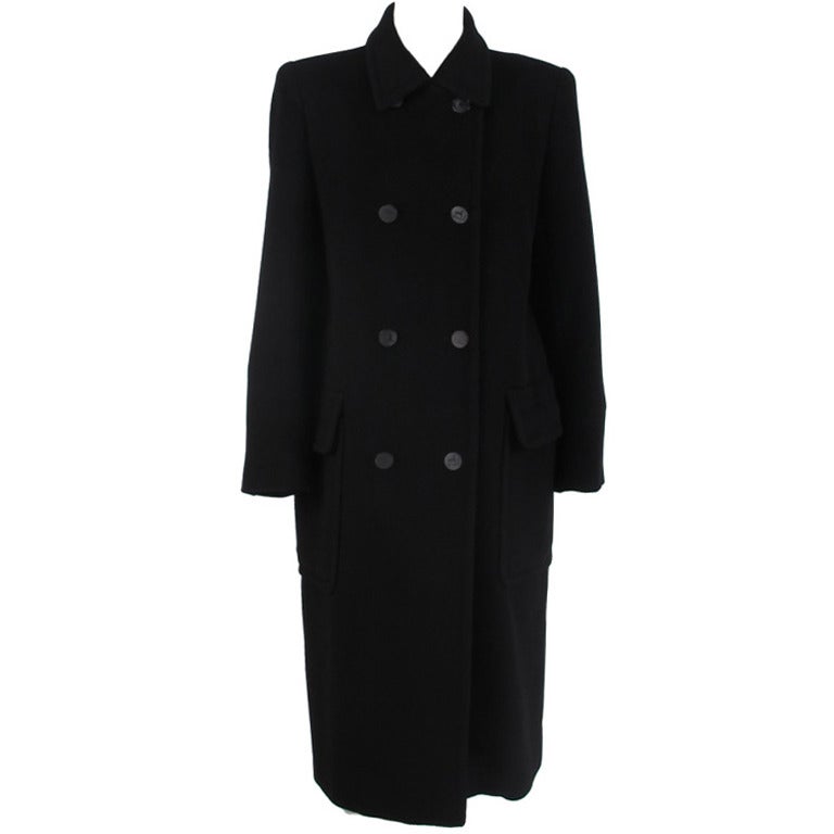 1990s Hermes black cashmere polo coat