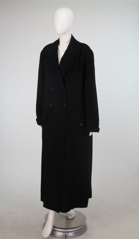 Luxurious 1996 Chanel black cashmere polo coat...The late 90s was a time that celebrated the 