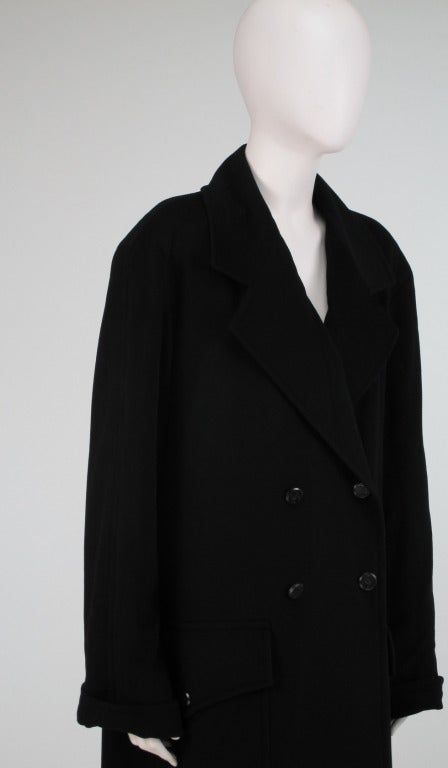 1996 Chanel luxurious black cashmere polo coat 3