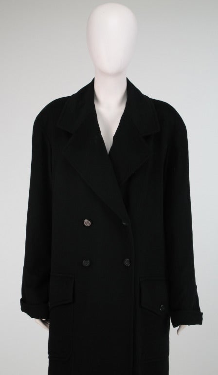 1996 Chanel luxurious black cashmere polo coat 4