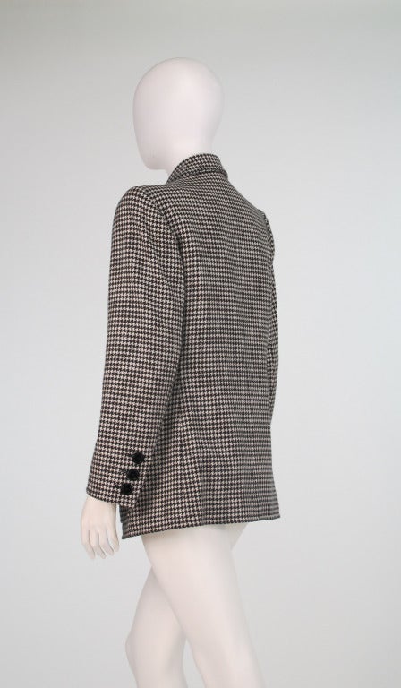 Women's 1990s Yves St Laurent cashmere patch pocket blazer in houndstooth check