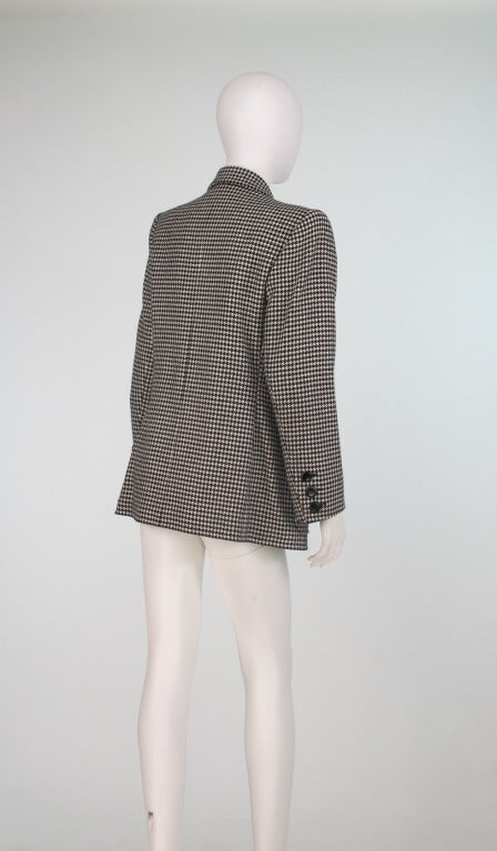 1990s Yves St Laurent cashmere patch pocket blazer in houndstooth check 2