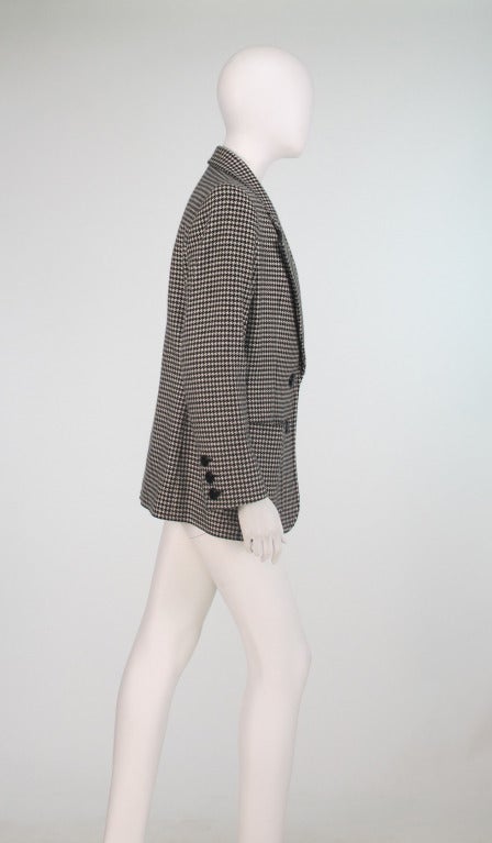 1990s Yves St Laurent cashmere patch pocket blazer in houndstooth check 3