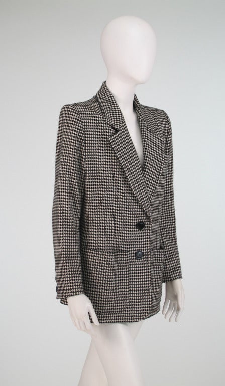 1990s Yves St Laurent cashmere patch pocket blazer in houndstooth check 4