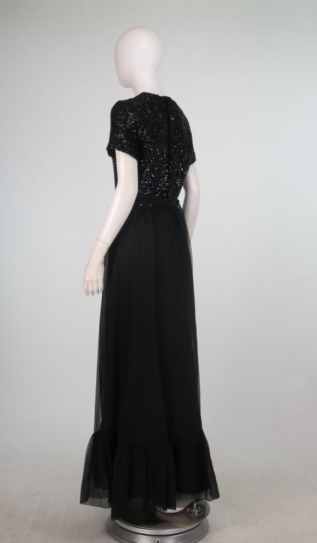 1970s Givenchy sequin & chiffon evening dress 1