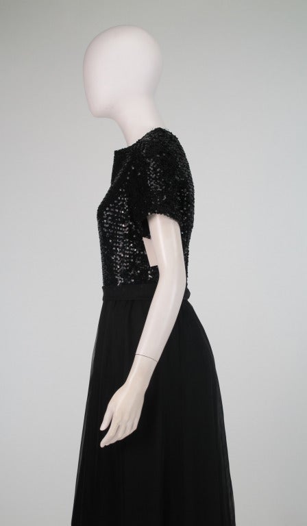 1970s Givenchy sequin & chiffon evening dress 2