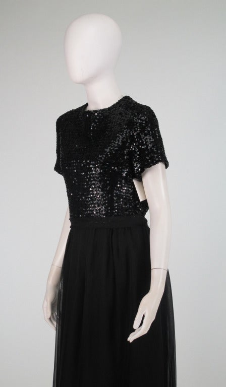 1970s Givenchy sequin & chiffon evening dress 3