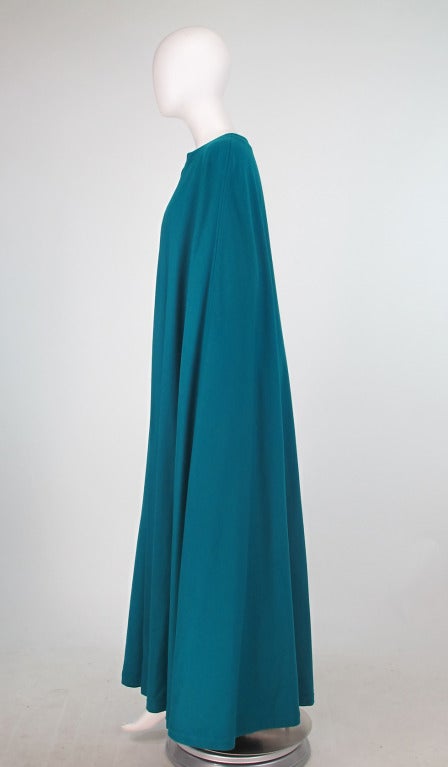 1970s Yves St Laurent teal wool cape In Excellent Condition In West Palm Beach, FL