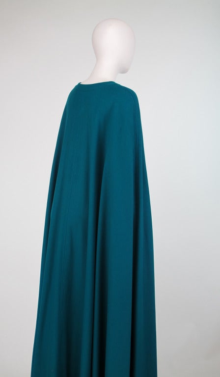 1970s Yves St Laurent teal wool cape 1