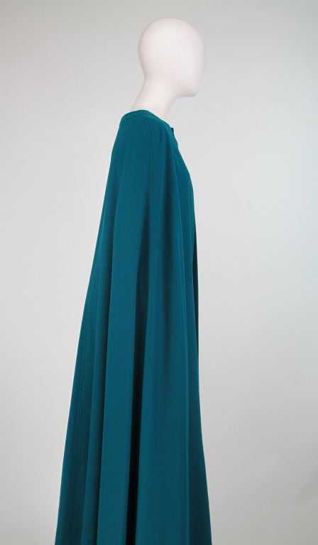 1970s Yves St Laurent teal wool cape 2