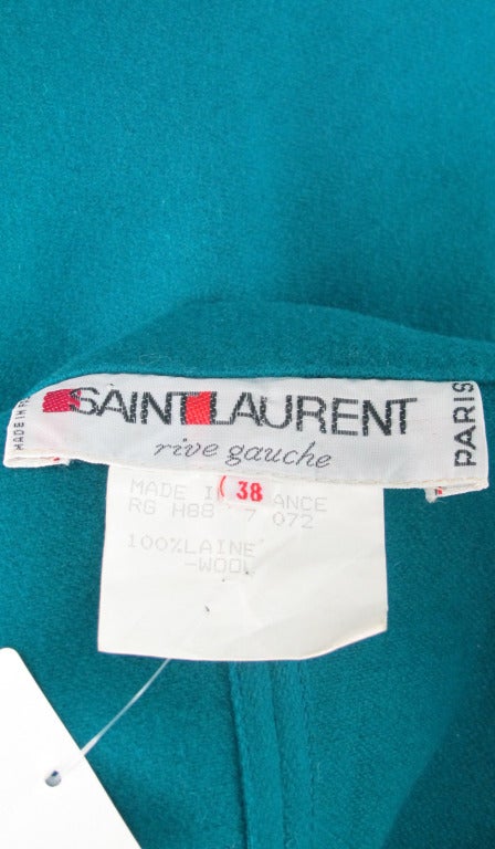 1970s Yves St Laurent teal wool cape 4